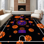Orange Basketball Court Graphic Rug