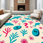 Turquoise Dolphins Pink Seahorses Undersea Bloom Rug