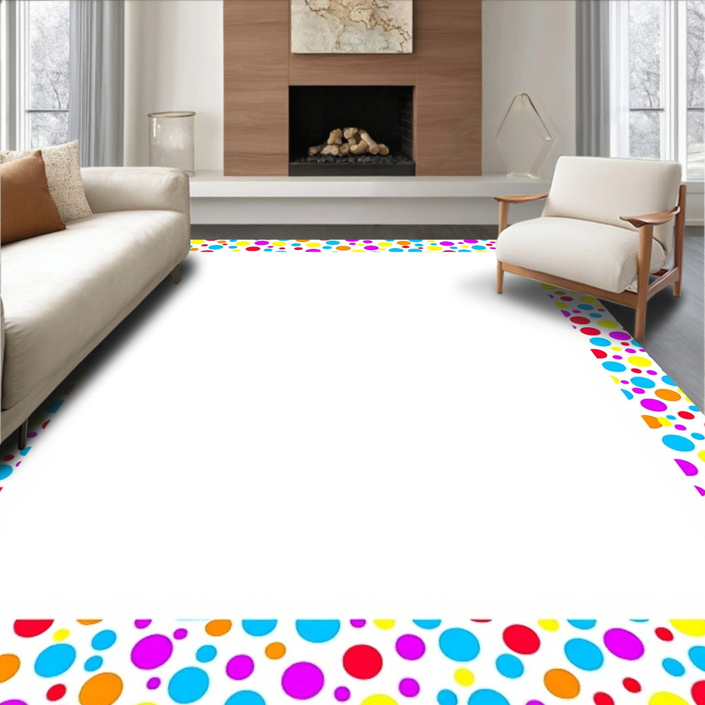 Rainbow Polka Dot Confetti Border Rug