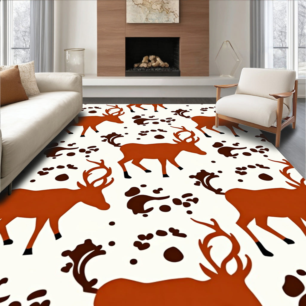 Rustic Orange Deer Splatter Rug
