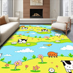 Cheery Farmyard Animals Blooming Flowers Rug