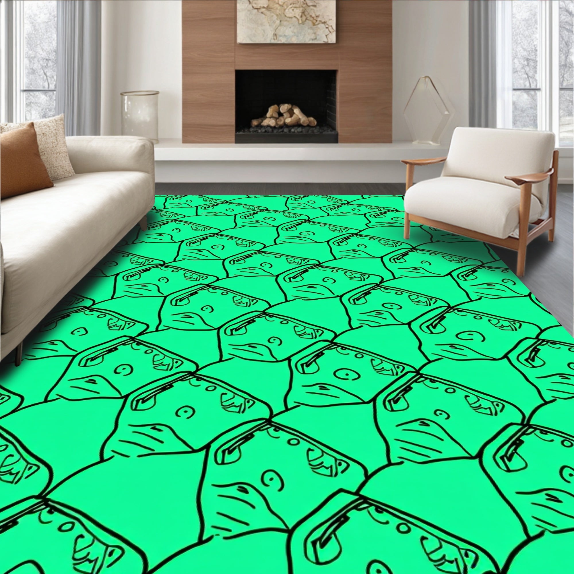 Abstract Facial Expression Repeat Rug