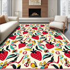 Red Strawberry And Leaf Medley Rug