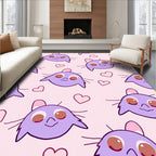 Cute Purple Cat Hearts Pattern Rug