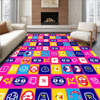 Whimsical Playful Graphic Geometric Arrangement Rug