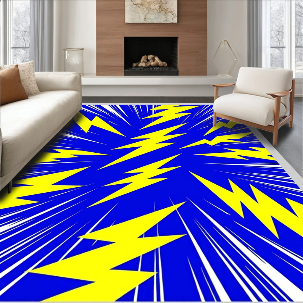 Electric Yellow Lightning Bolt Burst Rug