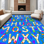 Vibrant Alphabet Garden Illustration Rug