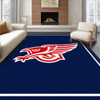 Bold Red Eagle Emblem on Navy Background Rug