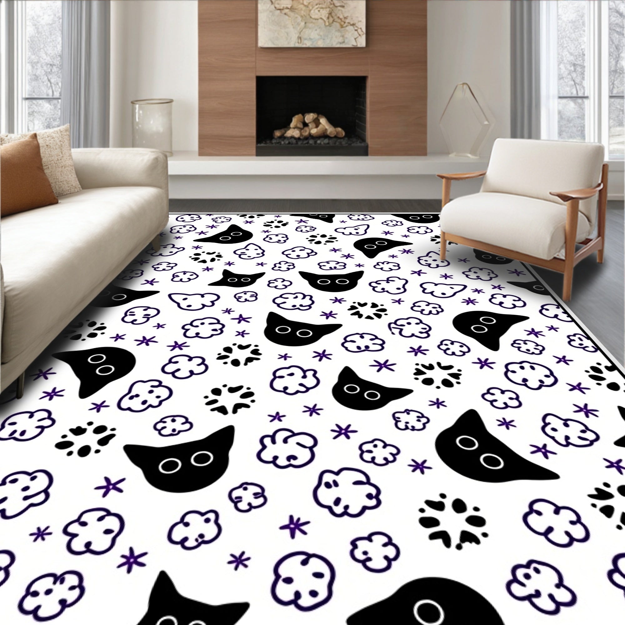 Black Cat Cloud Starburst Mix Rug