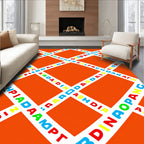 Colorful Diagonal Letter Grid Rug