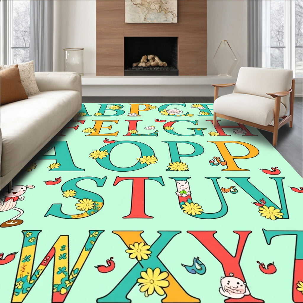 Whimsical Flower Alphabet Collection Rug