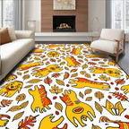 Whimsical Yellow Creature Leaf Scatter Rug