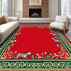 Red Zebra Floral Garden Border Rug