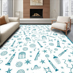 Turquoise Doodle Lantern Starburst Medallion Rug