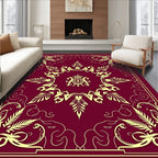 Golden Laurel Crest Bordure Burgundy Rug