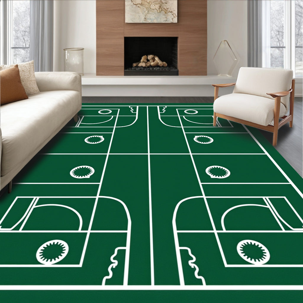 Emerald Green Abstract Labyrinth Layout Rug