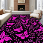 Bright Pink Butterfly Garden Vine Rug