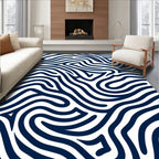 Deep Blue Organic Contour Lines Rug