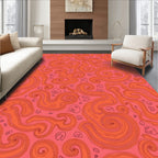 Pink Orange Swirl Organic Abstract Rug