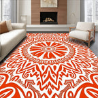 Vibrant Red Mandala Floral Rug