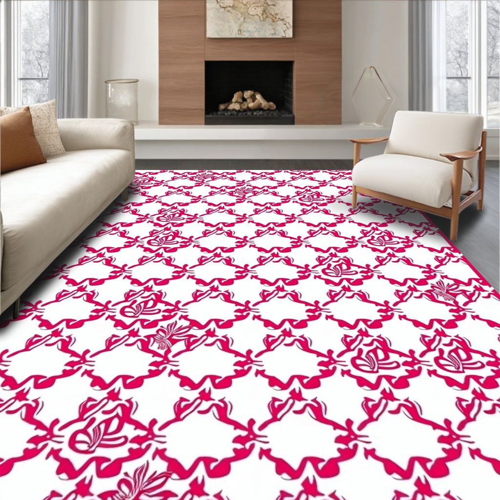 Crimson Butterfly Lattice Harmony Rug