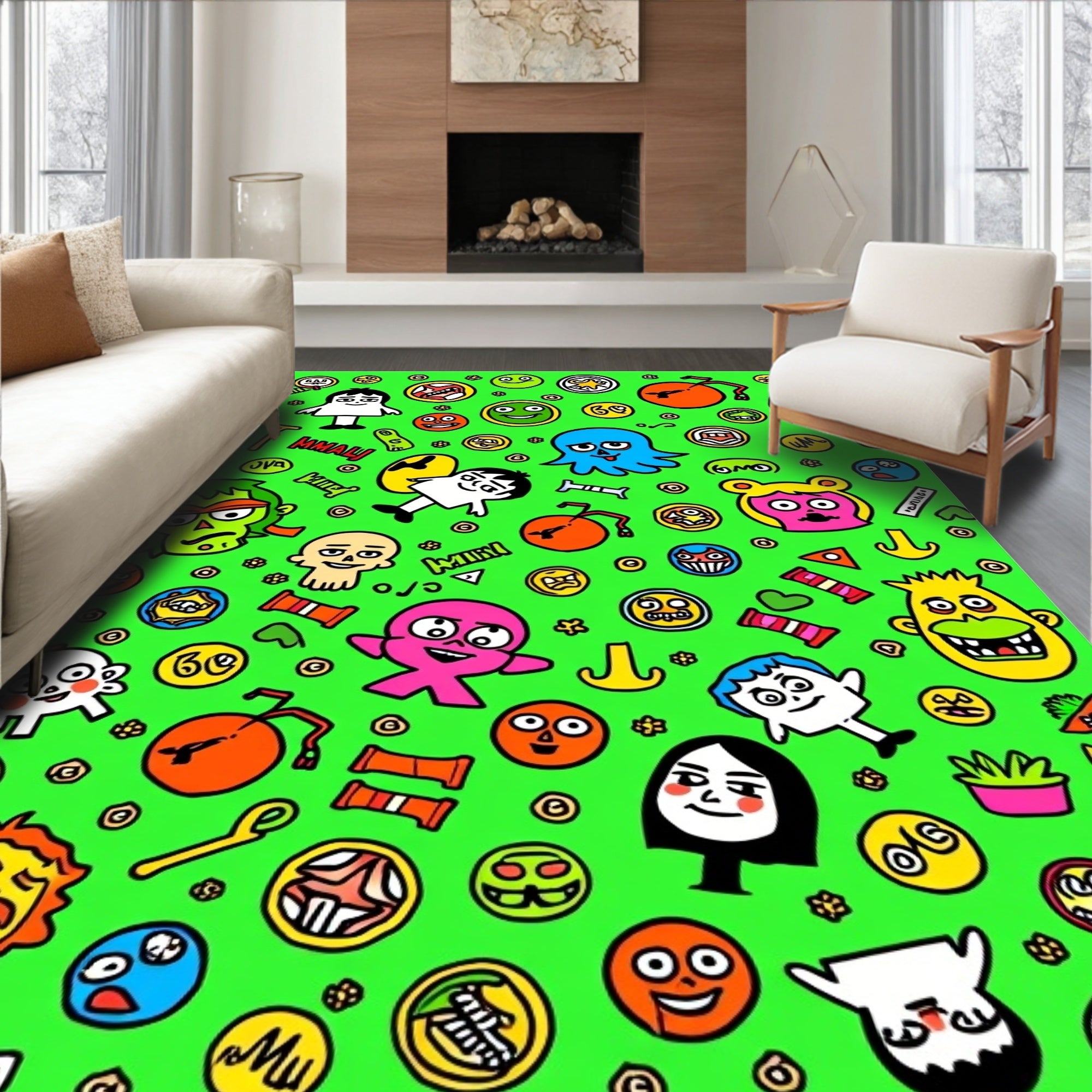 Graffiti Character Doodle Mix Rug