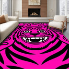 Vibrant Pink Black Tiger Swirls Rug