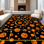 Bold Orange Basketball Court Rug