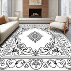 Lace Like Floral Medallion Border Rug