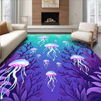 Vibrant Jellyfish and Coral Ocean Rug