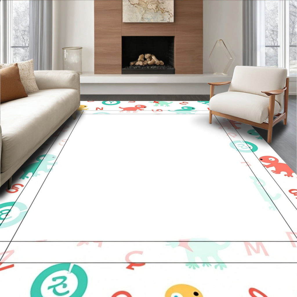 Whimsical Cartoon Dino Alphabet Animals Rug