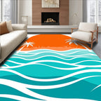 Sunset Palms Ocean Waves Rug