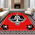 Bold Red Anchor Emblem Nautical Rug