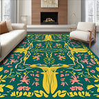 Emerald Golden Peach Floral Lattice Rug