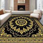 Black Gold Mandala Ornamental Rug