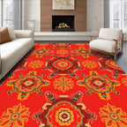 Crimson and Gold Medallion Floral Rug