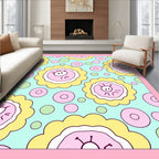 Whimsical Pink Flower Circles Rug