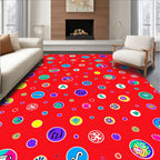 Red Whimsical Alphabet Circles Rug