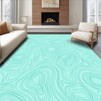 Aqua Topographic Contour Lines Rug