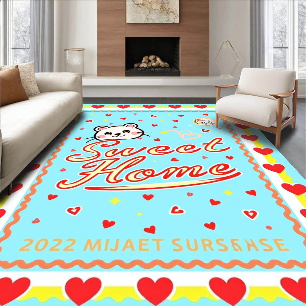 Cute White Mouse Hearts Sweet Home Rug