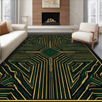 Modern Black Geometric Labyrinth Rug