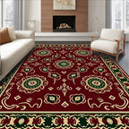 Deep Red Medallion Border Rug