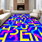 Bold Magenta Yellow Alphabet Clash Rug