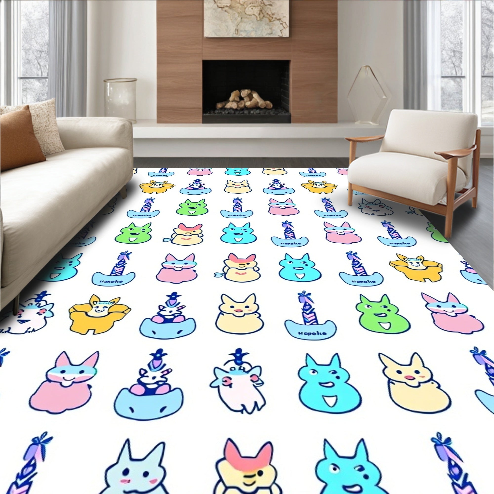 Pastel Bunny Candle Collection Rug