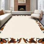 Earthy Tones Abstract Floral Border Rug