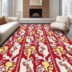 Red Yellow Cream Abstract Floral Column Rug