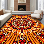 Vibrant Fire Mandala Reflection Rug