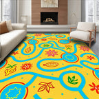 Yellow Abstract Floral Maze Rug