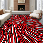 Bold Red Abstract Wavy Stripe Rug