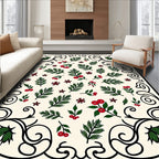 Rustic Holly Berry Twig Arrangement Rug